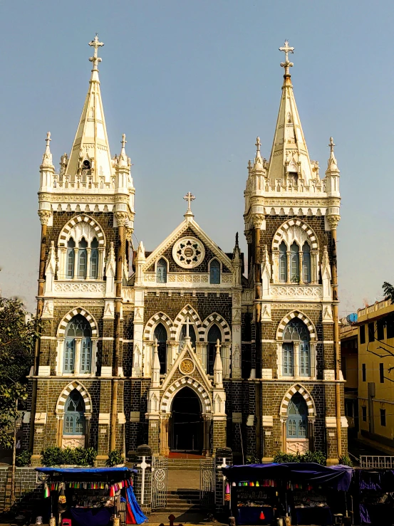 the old church has two bell towers and two bells