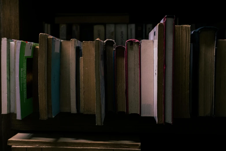 several rows of books sitting next to each other