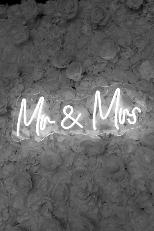 the word mr and mrs on a rock