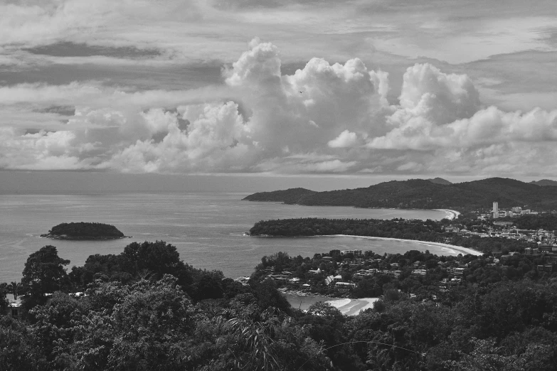 an image of the ocean from above in black and white