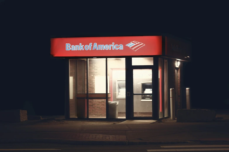 bank of america on a dark night