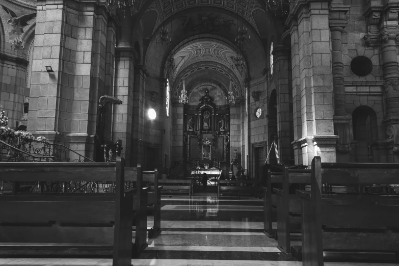 a church with an elaborately decorated wall and ceiling