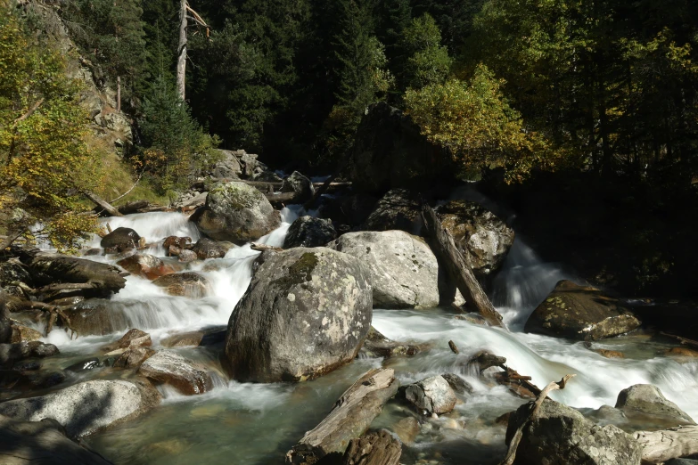 there are some very tall boulders in the river