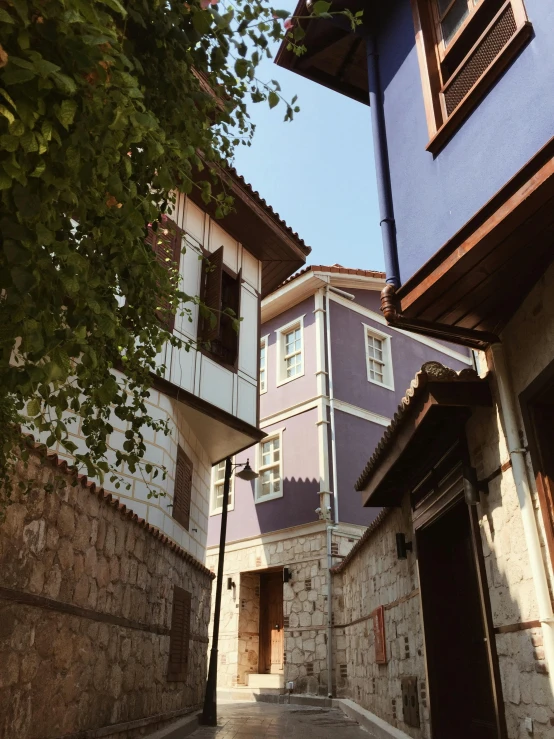 several small buildings with a door to another building