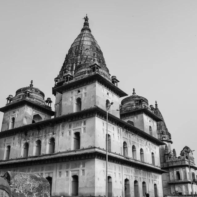 a black and white po of a very old building