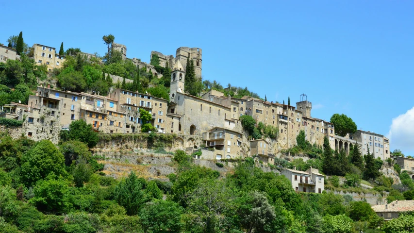 a large number of buildings on the top of a mountain