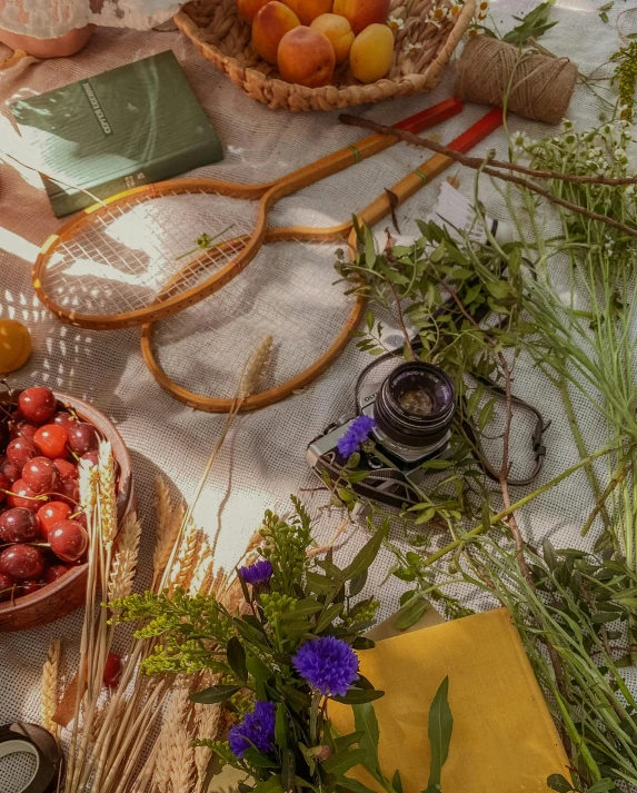 a table topped with different types of fruit and vegetables