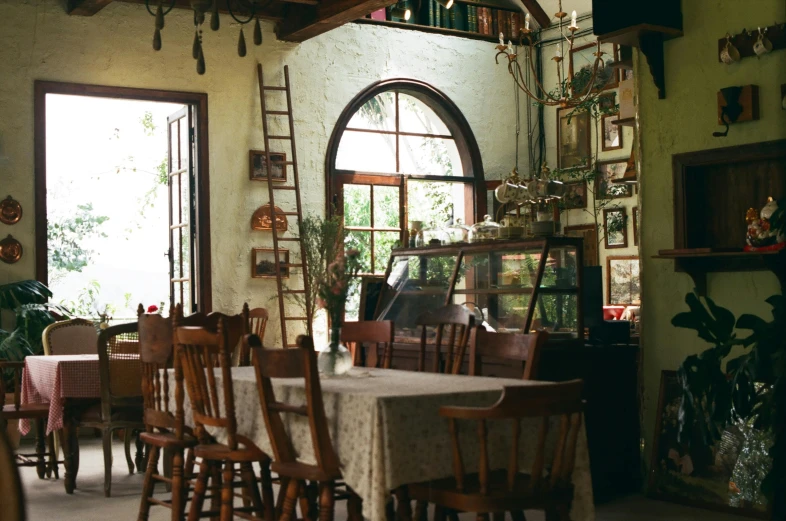 a table surrounded by a bunch of chairs