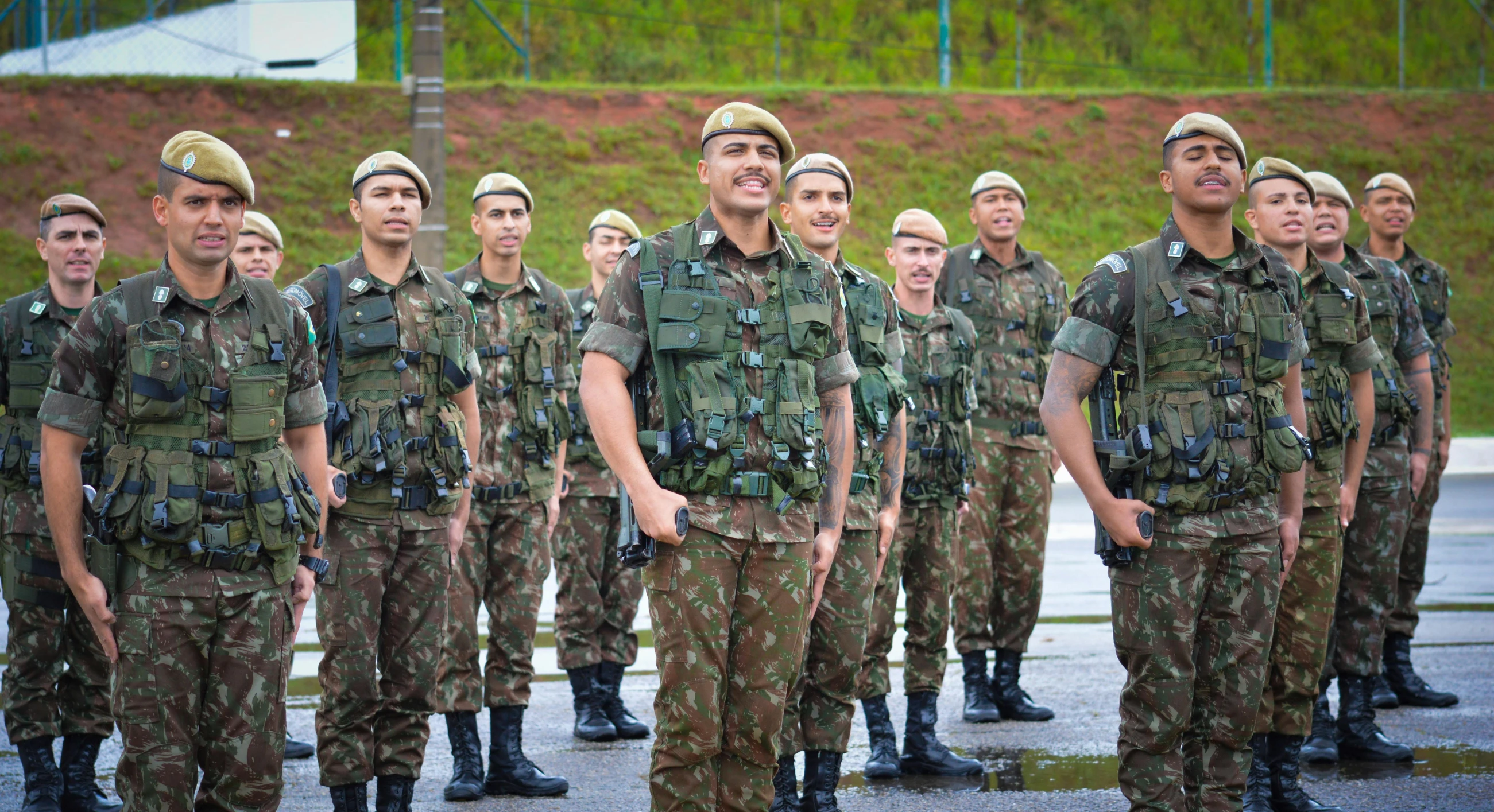 several military men are standing together in formation