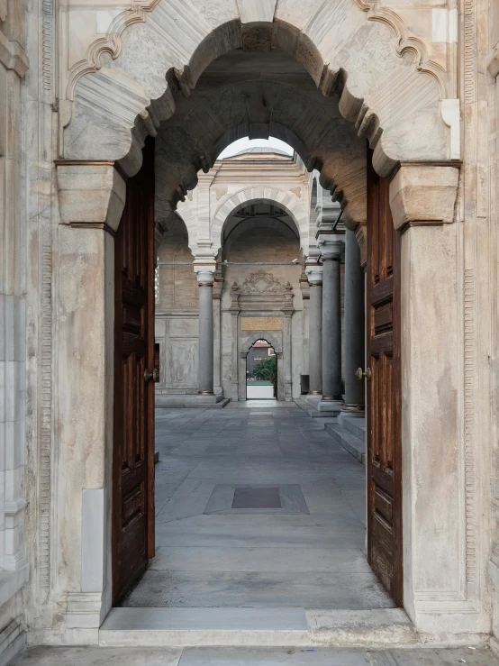 this is an entrance to an old building