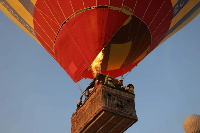 a group of people in an inflated  air balloon