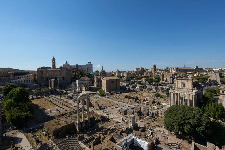 the view of the ruins of the ancient city from above