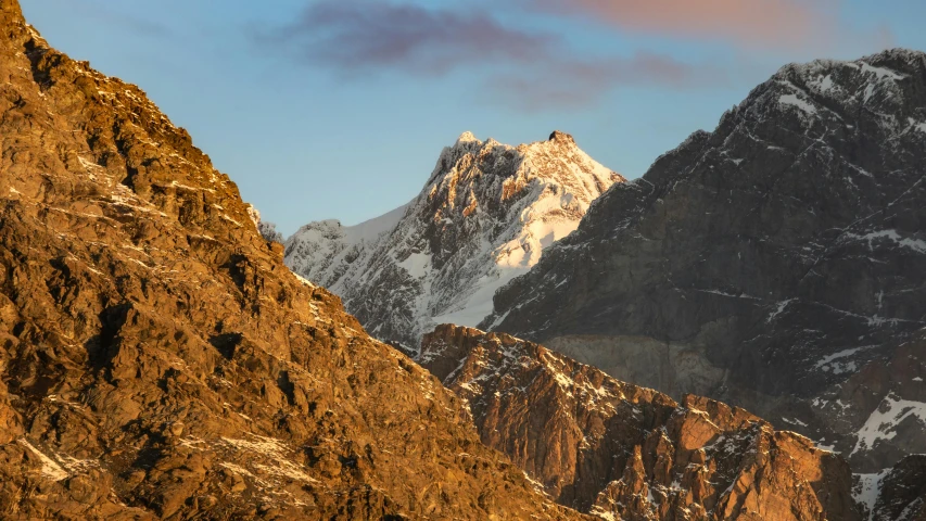 mountain landscape with mountains and snow in the distance