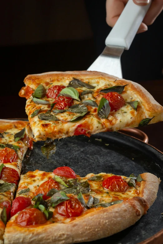 a slice of pizza is sitting on top of a pan