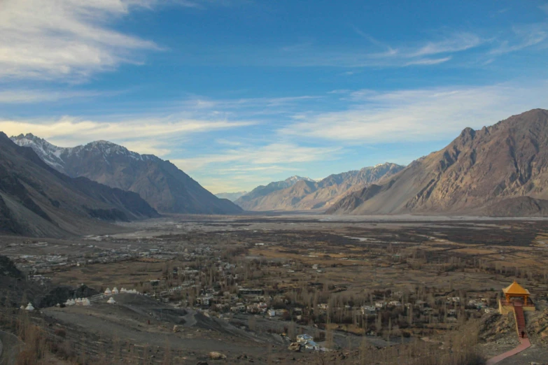 a po of the mountain range in a town with trees