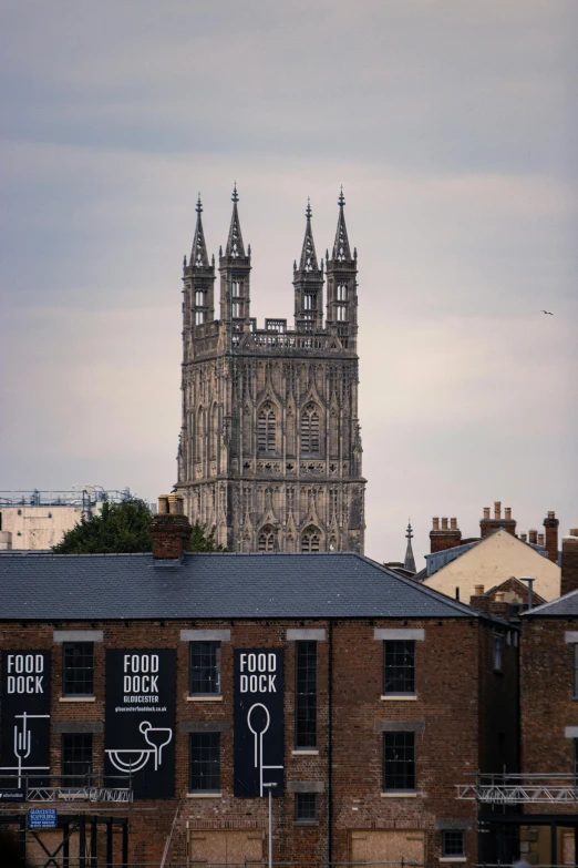 a view of the cathedral and the other buildings with clocks in them