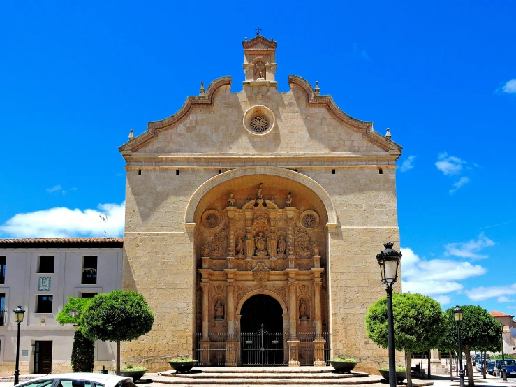 there is an old church on the street