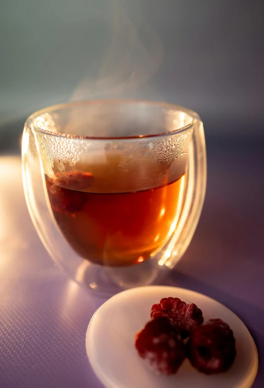 a bowl with  tea and a cup filled with liquid