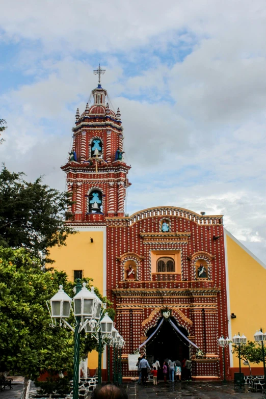 the large church is adorned in ornate details