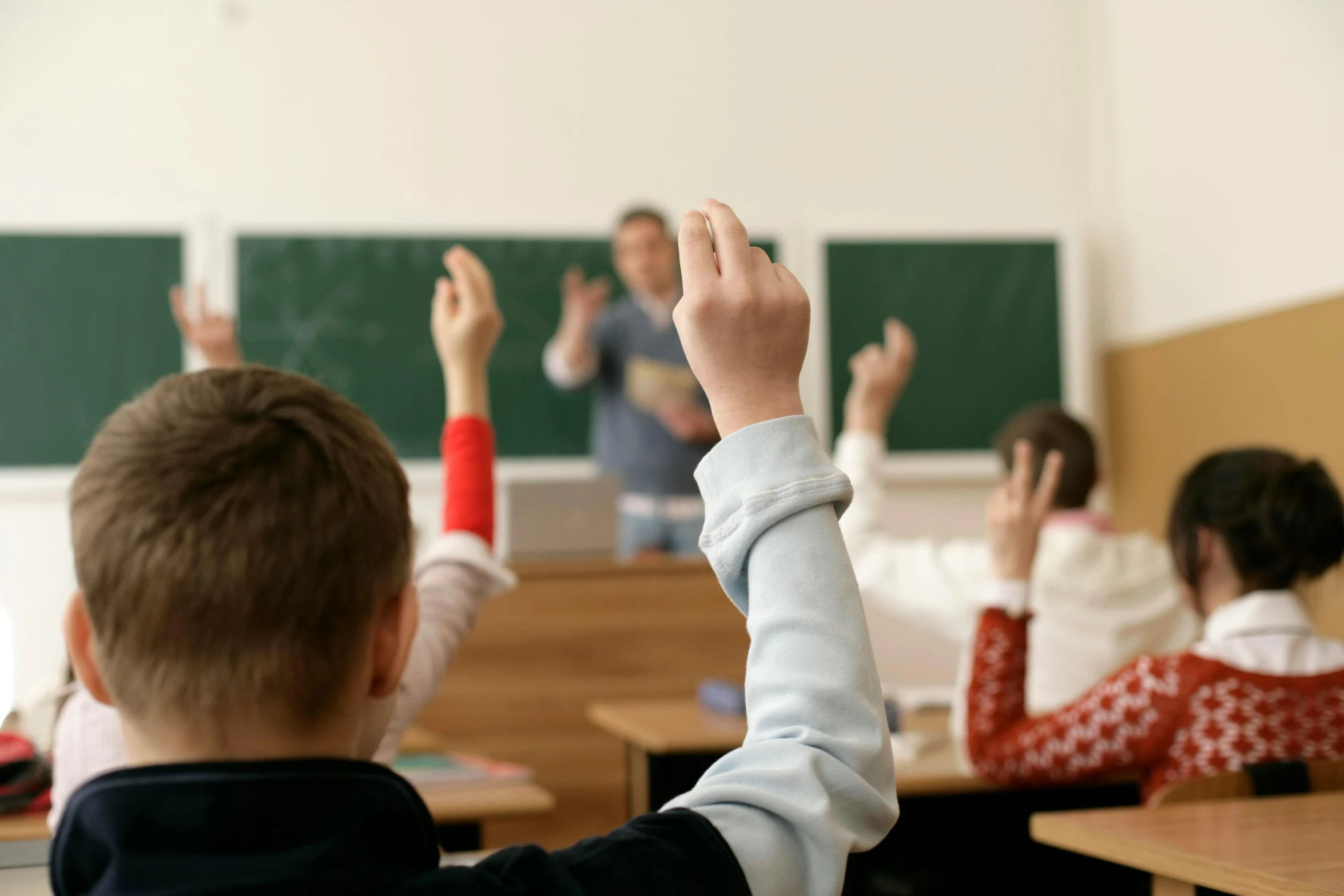 children are in front of an instructor in class