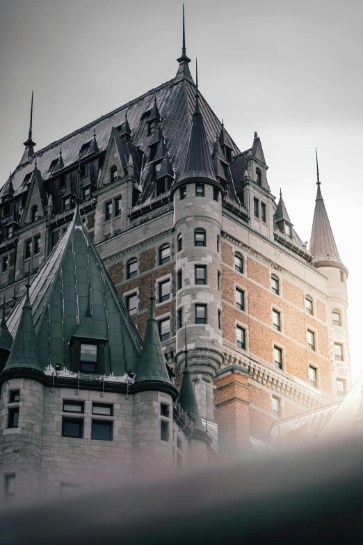 the top half of a large building with multiple dormers