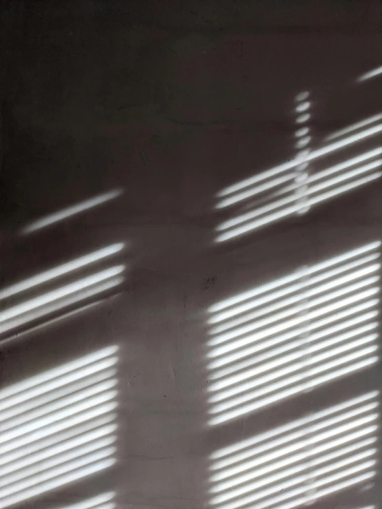 sunlight is cast through the blinds on a building