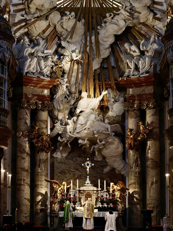 a church with a very ornate ceiling and high ceilings