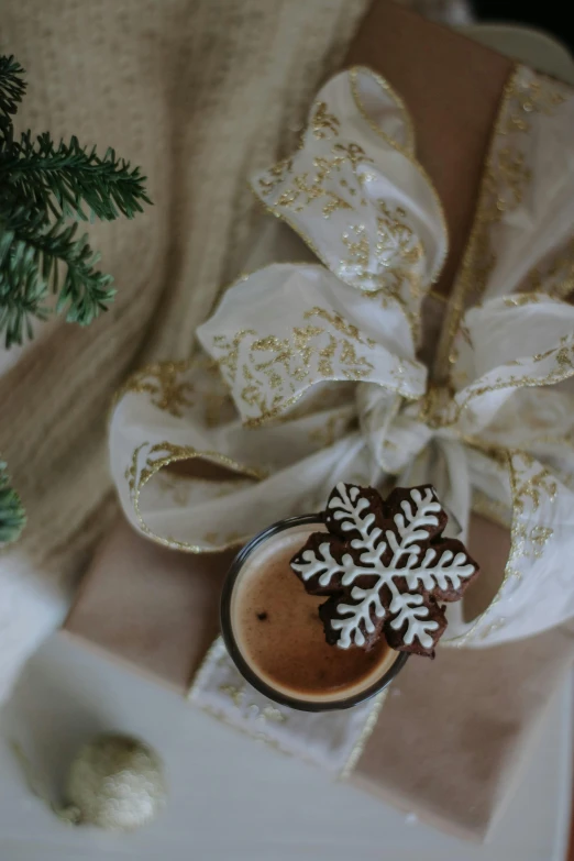 coffee in a mug decorated with an snowflake