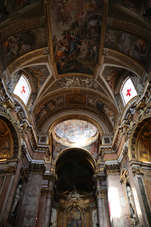 the vaulted ceiling and walls of a church