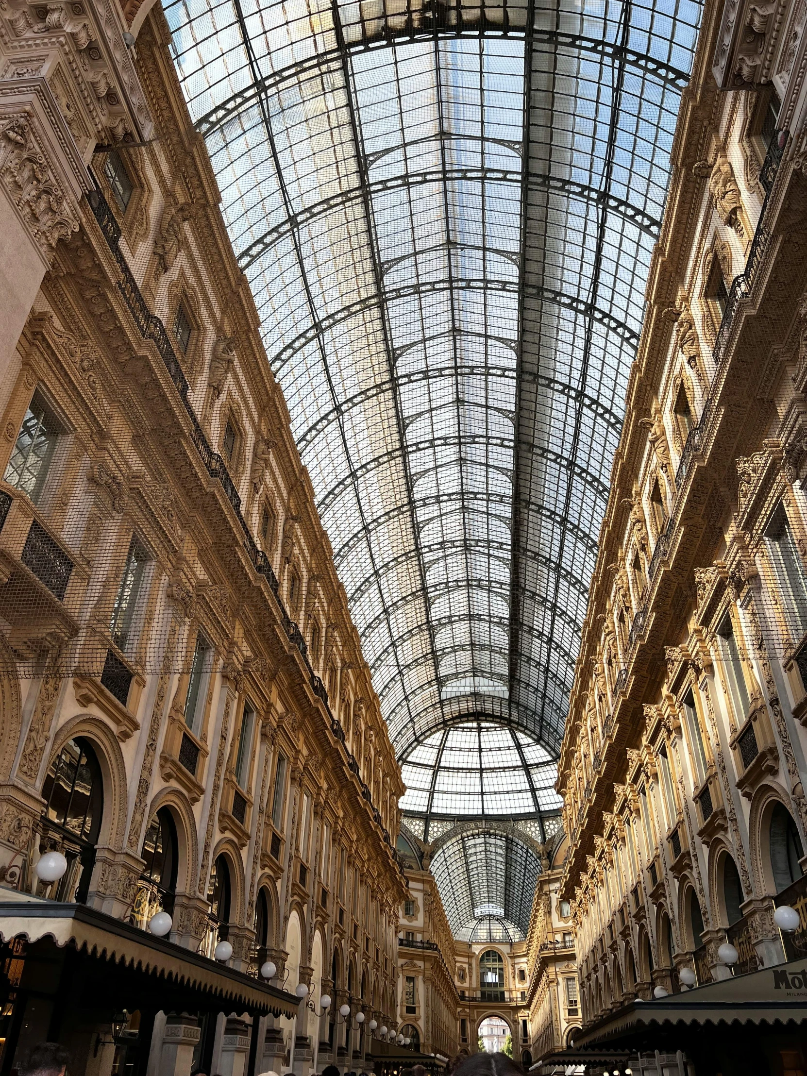 the inside of a building with many windows