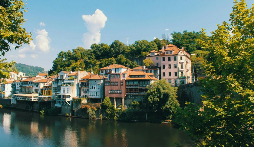 a river that has some houses built on it