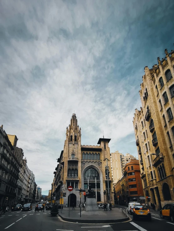 a view of the city from a busy street