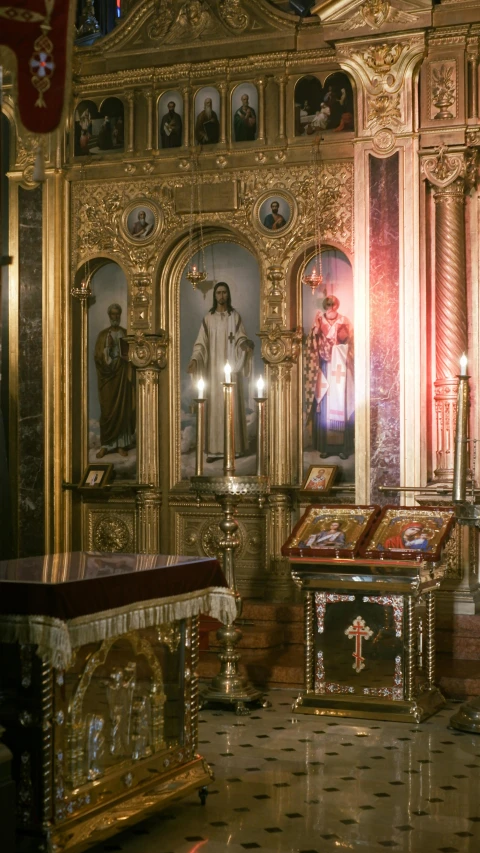 the ornate altar of an older style church