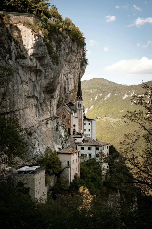 the tower structure is in the mountain side