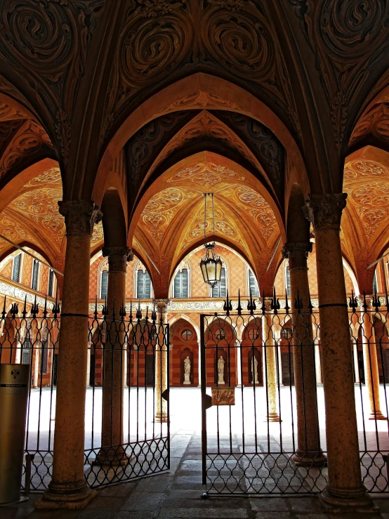 an elaborately designed building features intricate archways