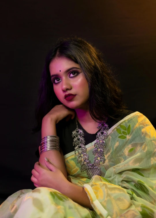 indian woman wearing an elegant sari and jewelry