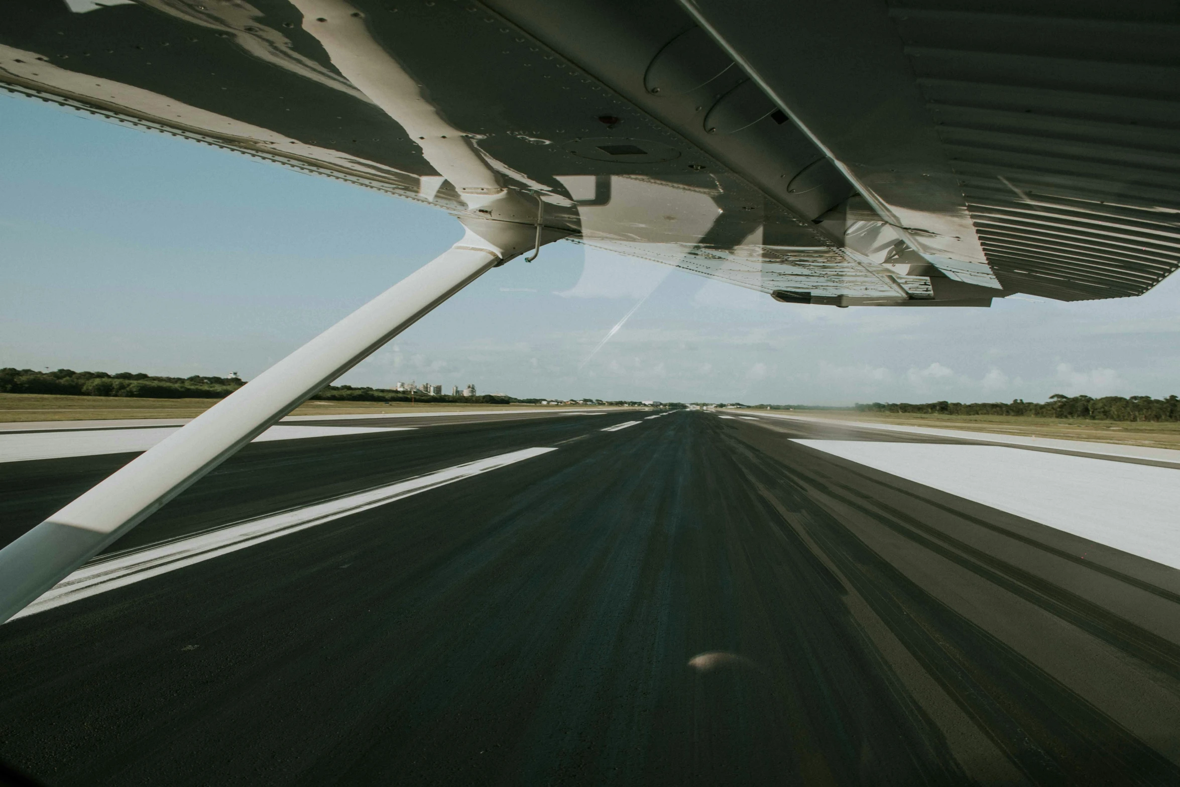 the view of an aircraft taking off from the airport