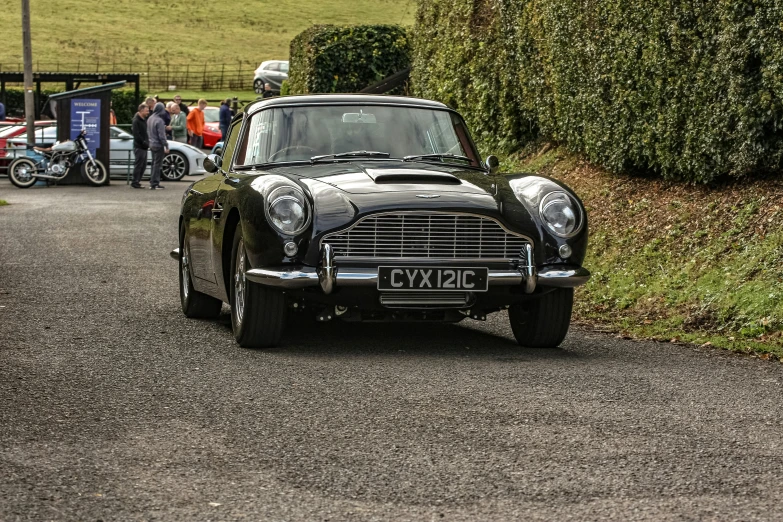 a car is parked on the side of a road