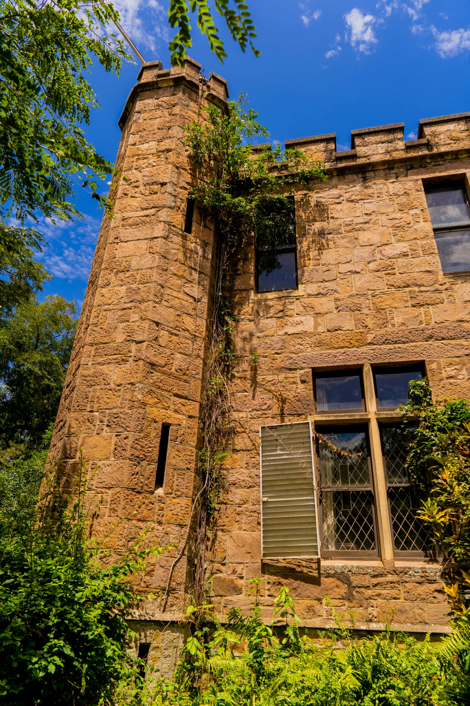 a tower that has windows and bars on the outside