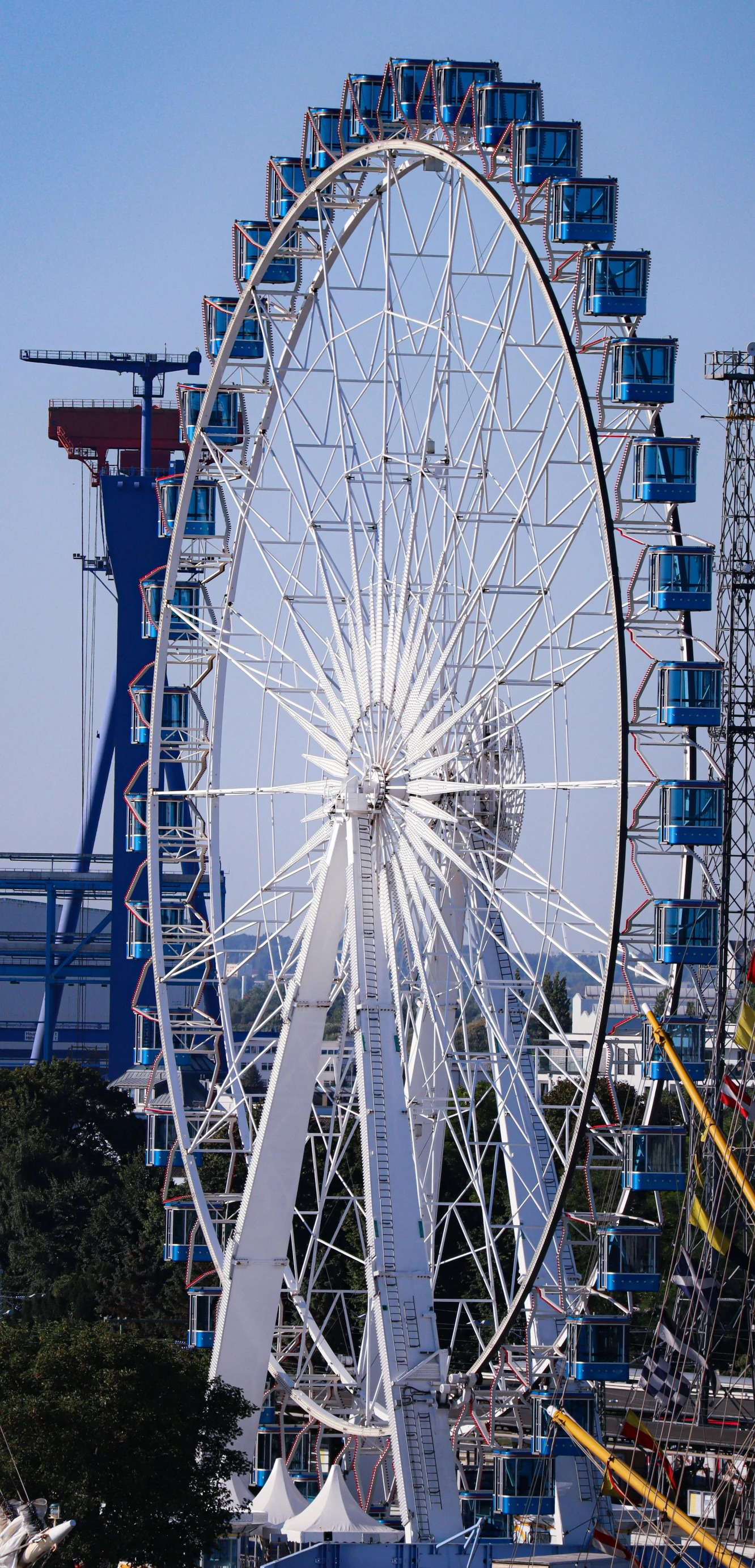 a large white ferris wheel sitting in the middle of a park