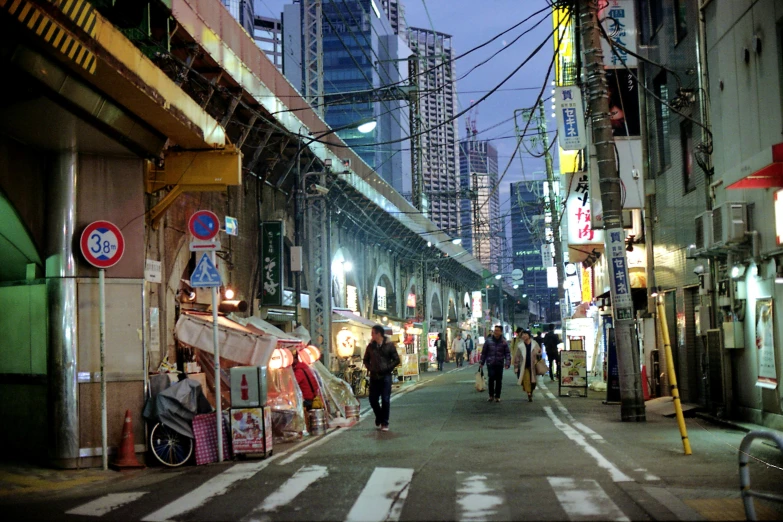 this is an asian alleyway in the middle of the city