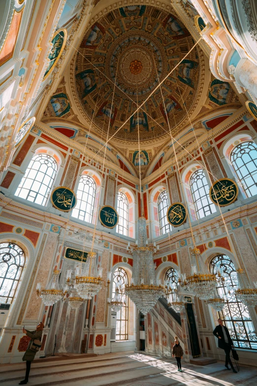 ornate and ornate chandelier adorns an old building