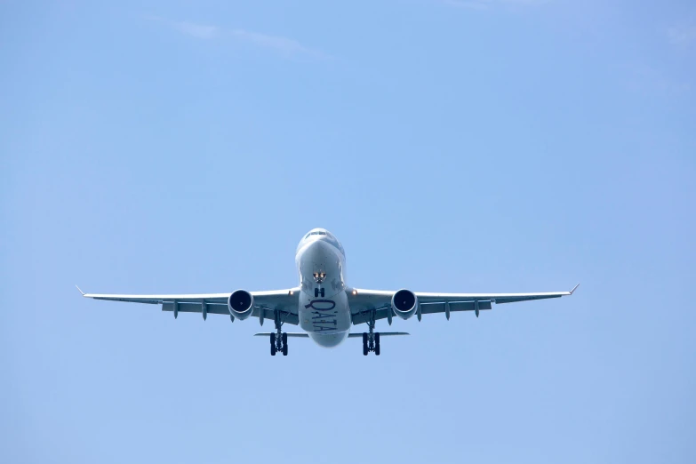 an airplane flying in the clear sky