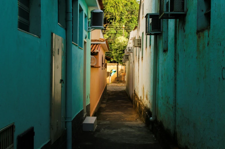 there is an empty alley way that is very dark