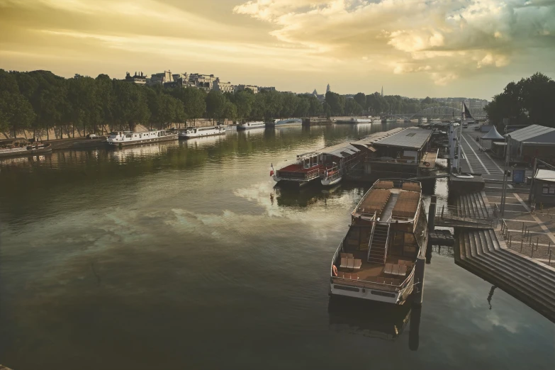 a river with boats sitting in it