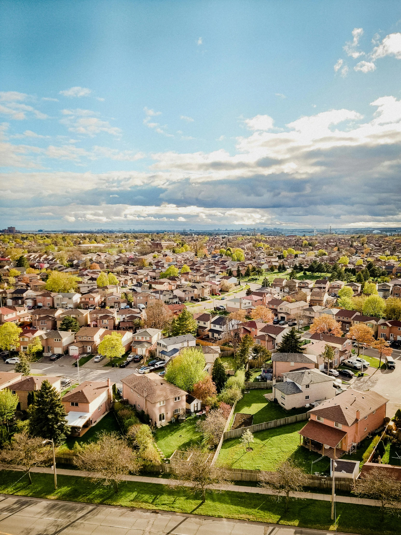 the suburbs of an empty suburban setting, as seen from above