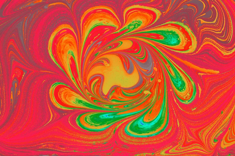 abstract painting with color of red, orange and green