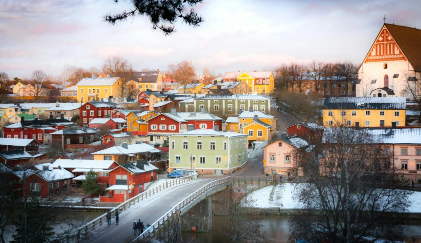 a large city with lots of red buildings