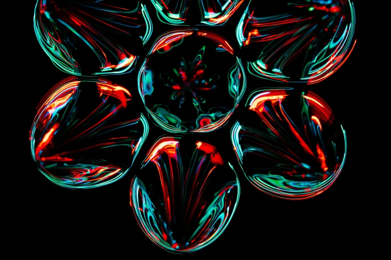 an abstract pograph of multiple pieces of glass on black