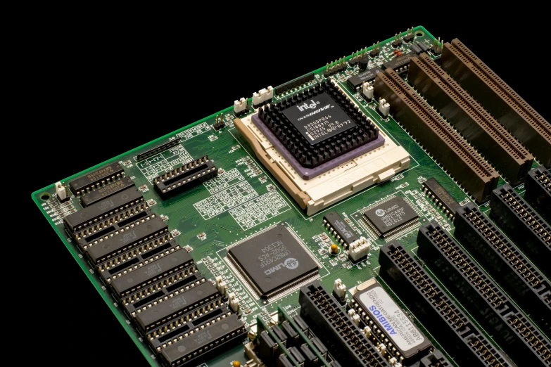 the motherboard of a computer with several different c